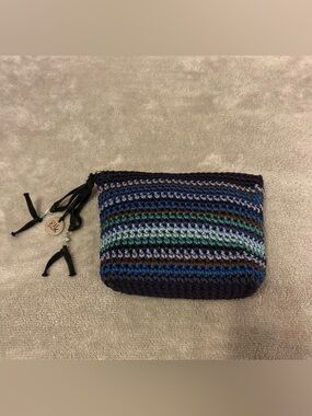 The Sak Crochet Small Accessory Pouch Bag Zip Closure with Tassel